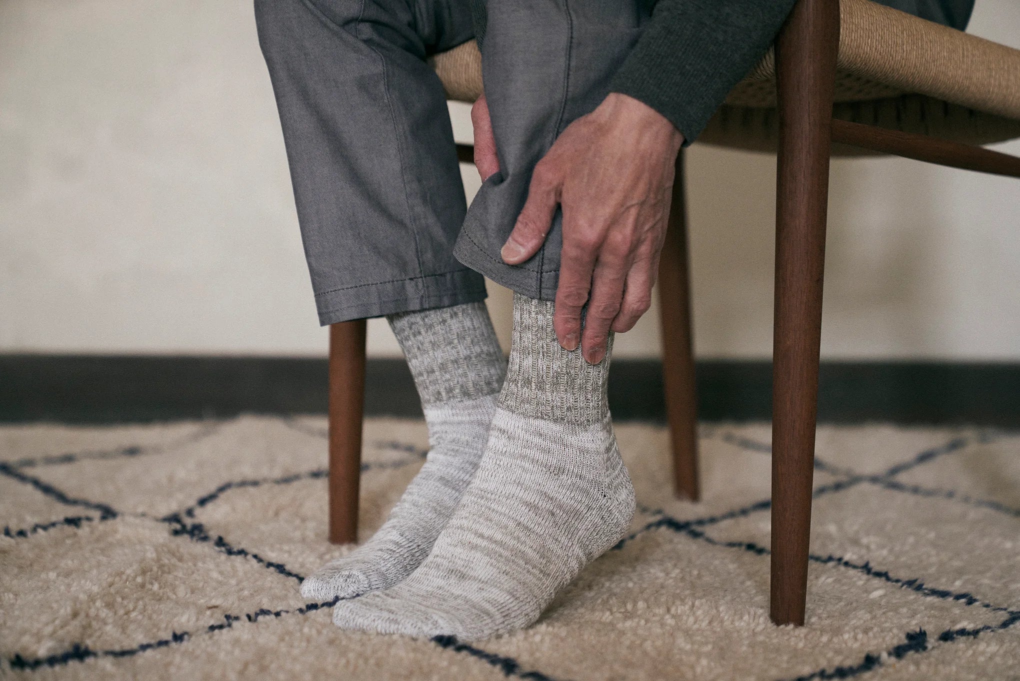 Organic Cotton Pile Ankle Socks in Green