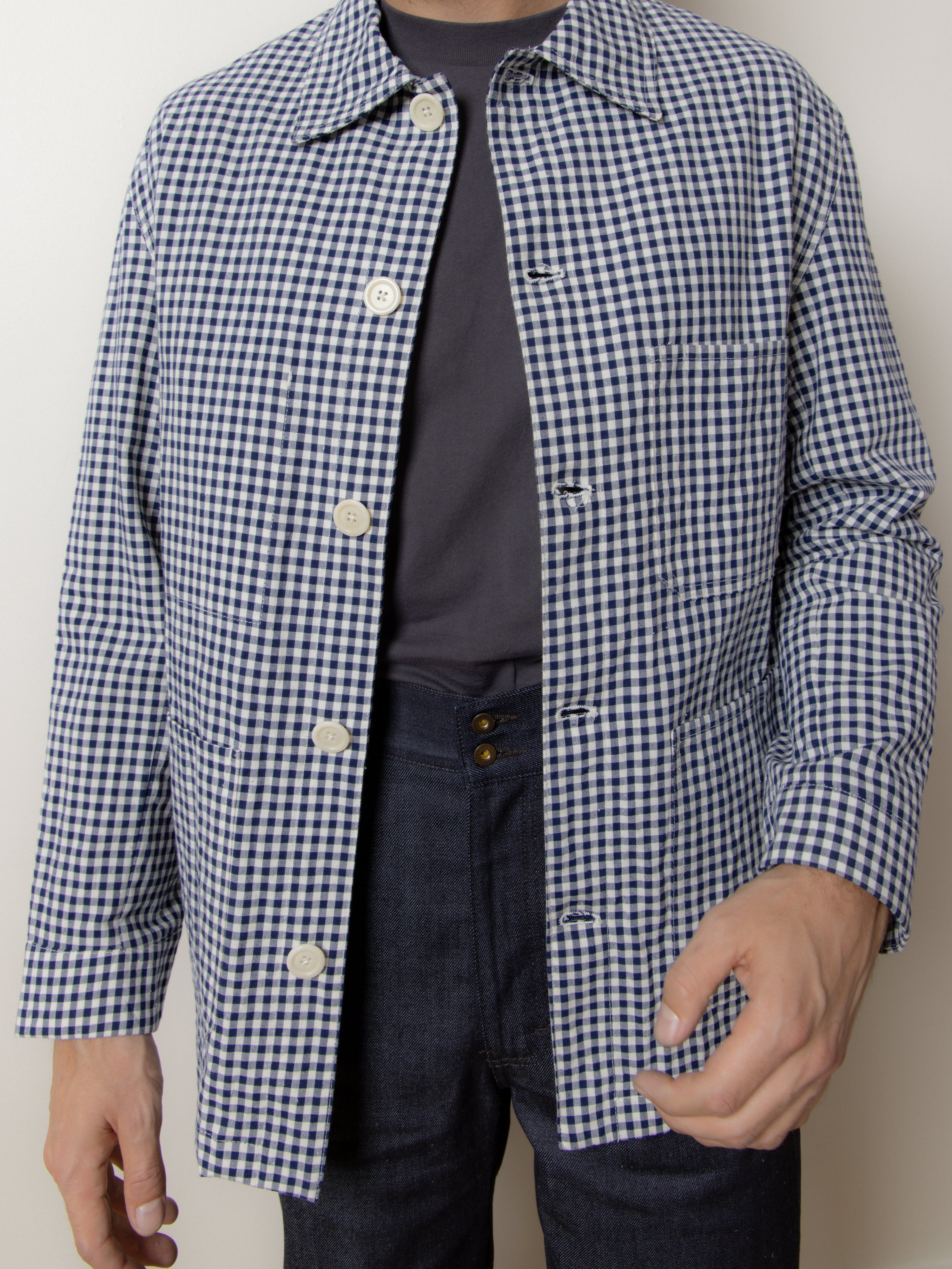 Chore Shirt in Navy Gingham Plaid