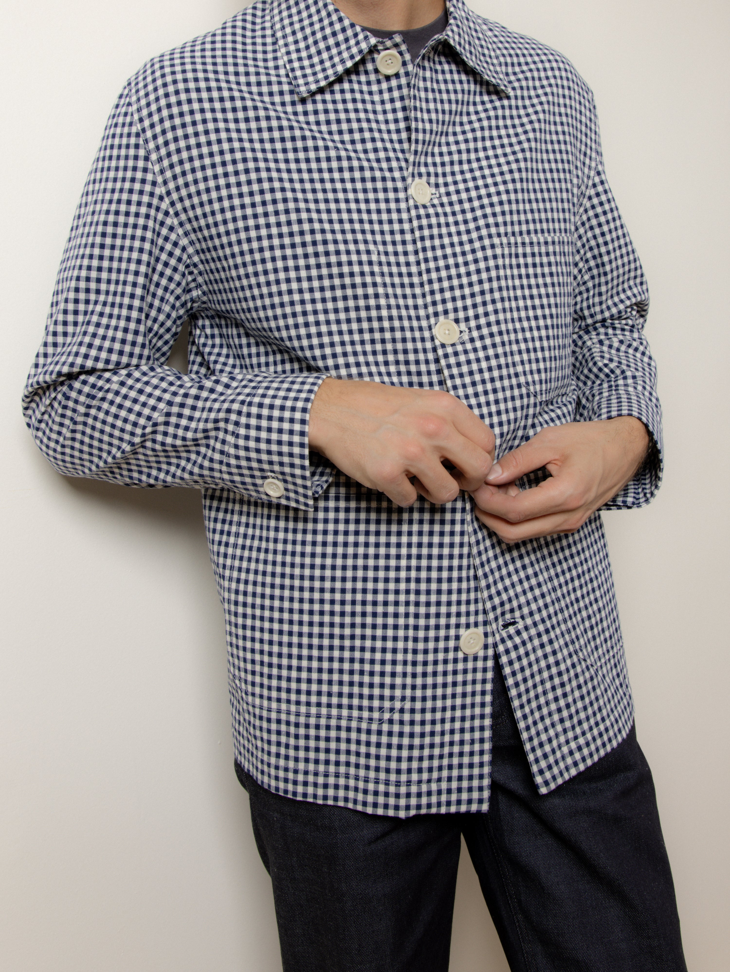 Chore Shirt in Navy Gingham Plaid