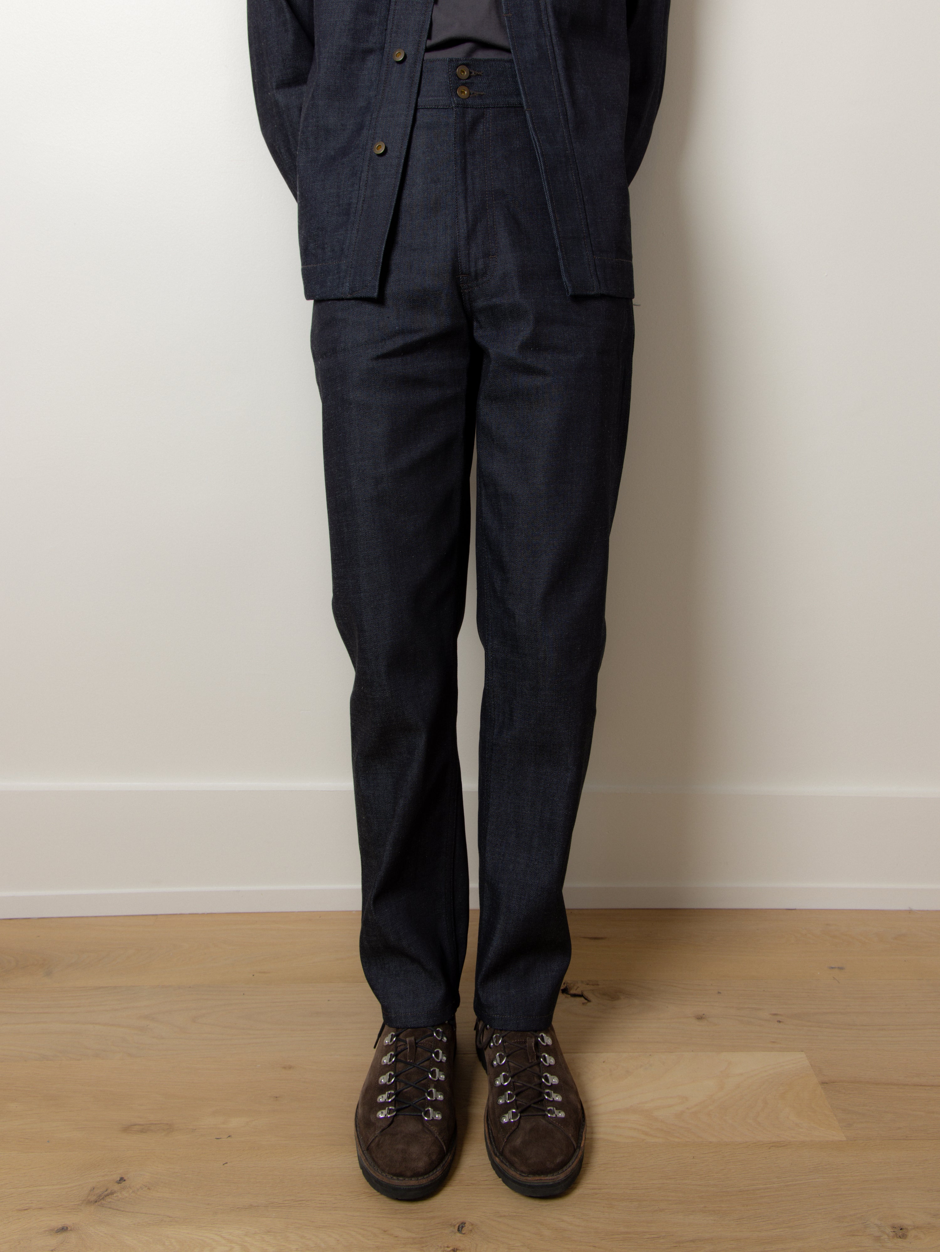 The Big Buckle Denim Trouser in Raw Indigo